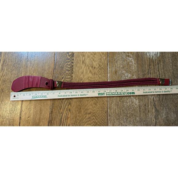 Vintage 80’s Leather Shop Statement Belt Red Leather Metal Elastic Sz M Artisan main image 6